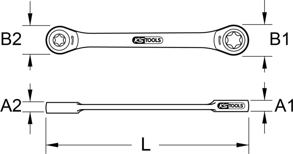 KS TOOLS 503.4353-E GEARplus Torx-E-Doppel-Ratschenringschlüssel,E10xE12, auf Hänger