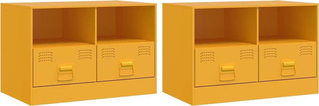 vidaXL TV-Schränke 2 Stk. Senfgelb 67x39x44 cm Stahl