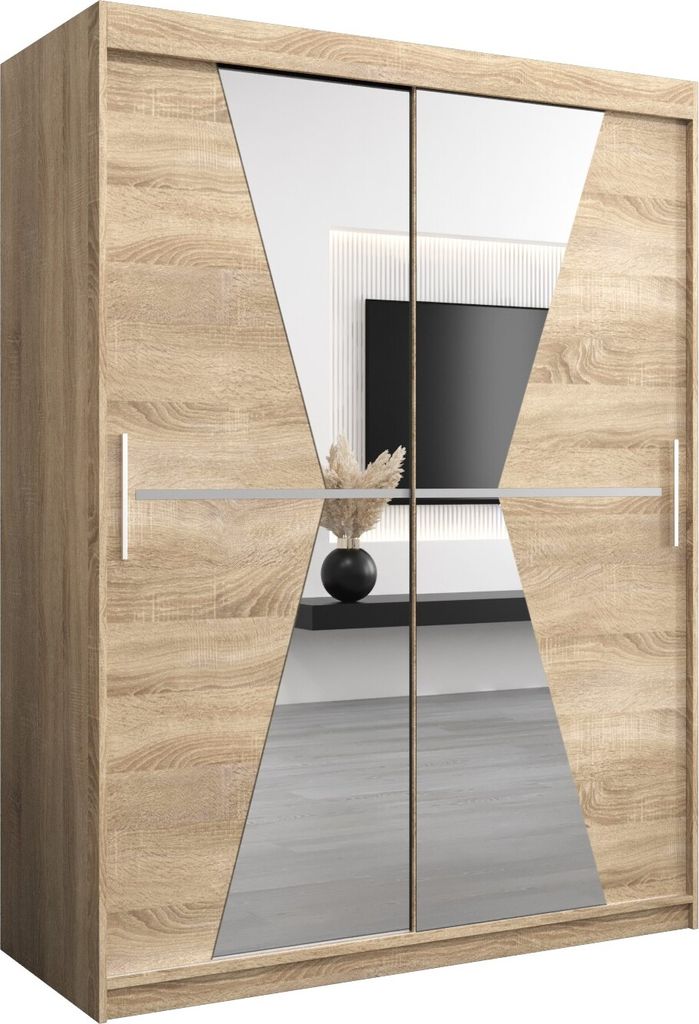 Kleiderschrank, Schiebetürenschrank Schlafzimmer, Schrank mit Spiegel MAROKO 150 cm