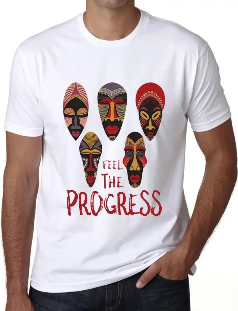 Herren Grafik T-Shirt Eingeborene spüren den Fortschritt – Native Feel The Progress – Öko-Verantwortlich Vintage Jahrgang Kurzarm Lustige Druck