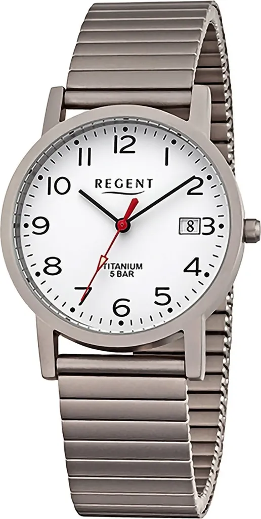 Montre-bracelet à quartz Regent pour homme avec bracelet métal gris