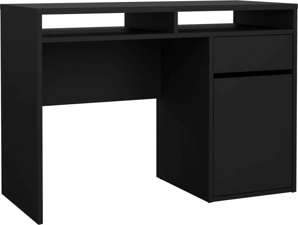 Schreibtisch Abbadu, Mehrzweckschreibtisch, Bürotisch für PC, Eckschreibtisch, 110x48 h77 cm, Schwarz