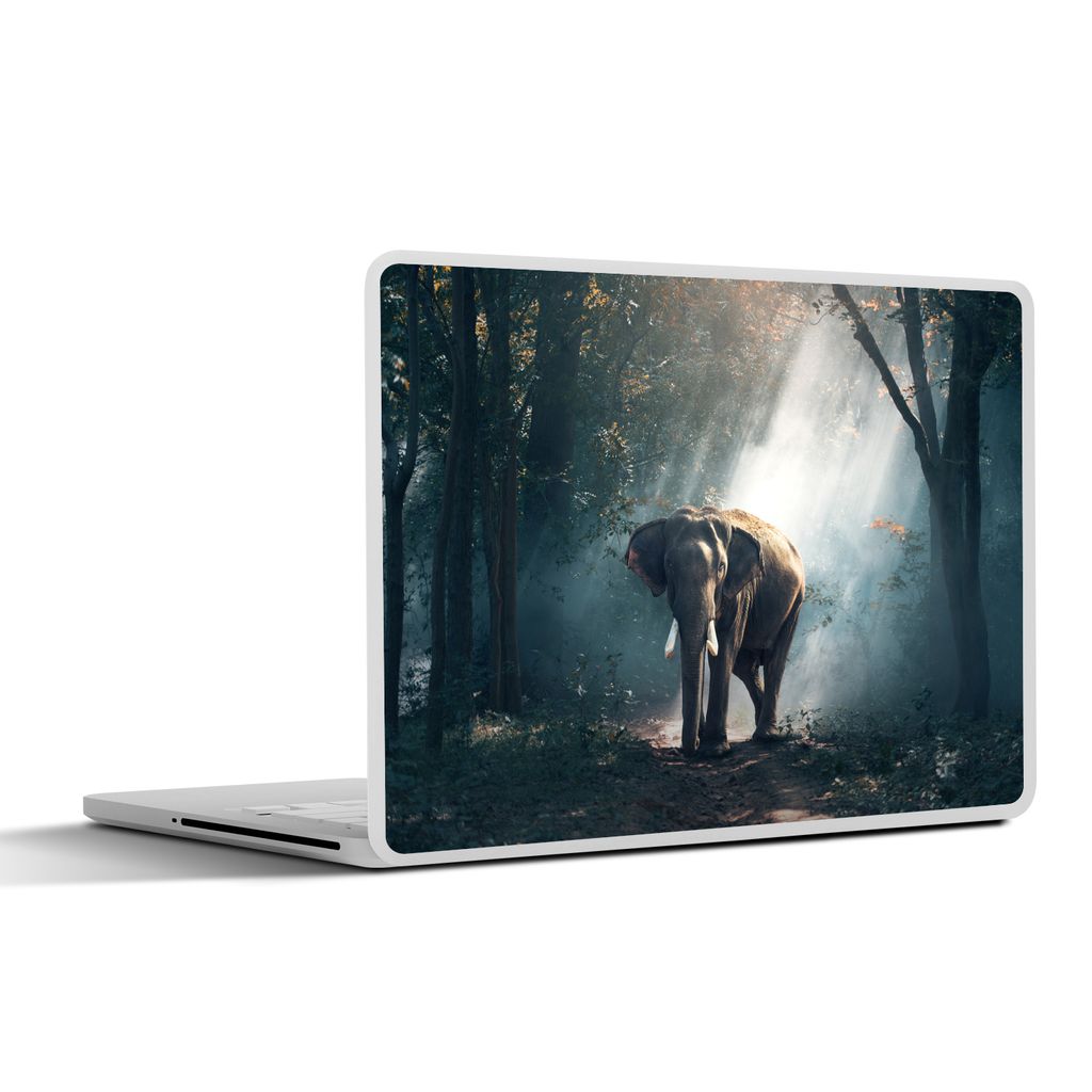 MuchoWow Laptop Aufkleber Sticker Cover Elefant - Wald - Sonne 36.5x27.5 cm - Laptop-Sticker