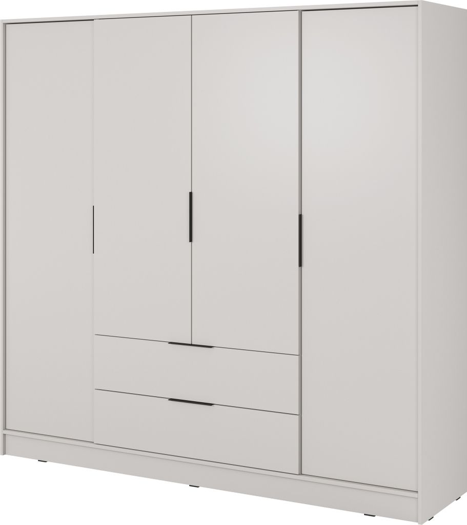 Masseno Drehtürenschrank CATERINA 206 cm Kleiderschrank Schlafzimmer Schrank 4-türig Kaschmir