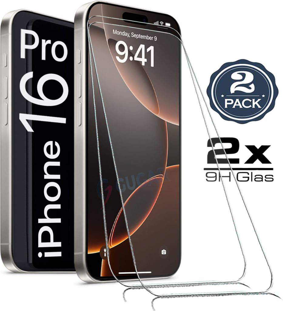 2X Für iPhone 16 Pro ( 6.3" ) - Panzerglas Glasfolie Produktbild