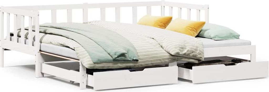 vidaXL Tagesbett Ausziehbar mit Schubladen ohne Matratze Weiß 90x200cm