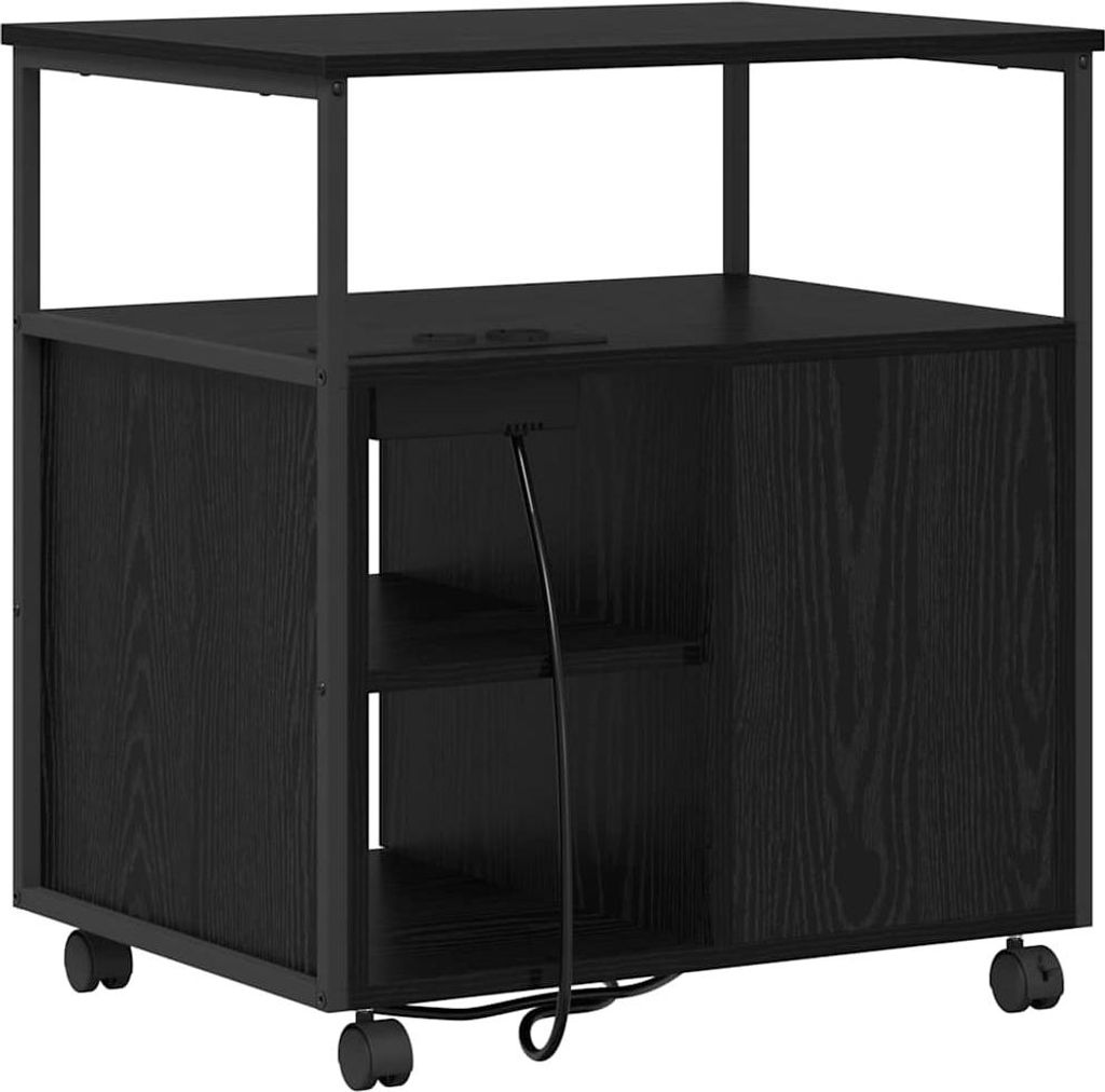 Schrank mit Ladestation Schwarz Eichen-Optik 61 x 46 x 67 cm