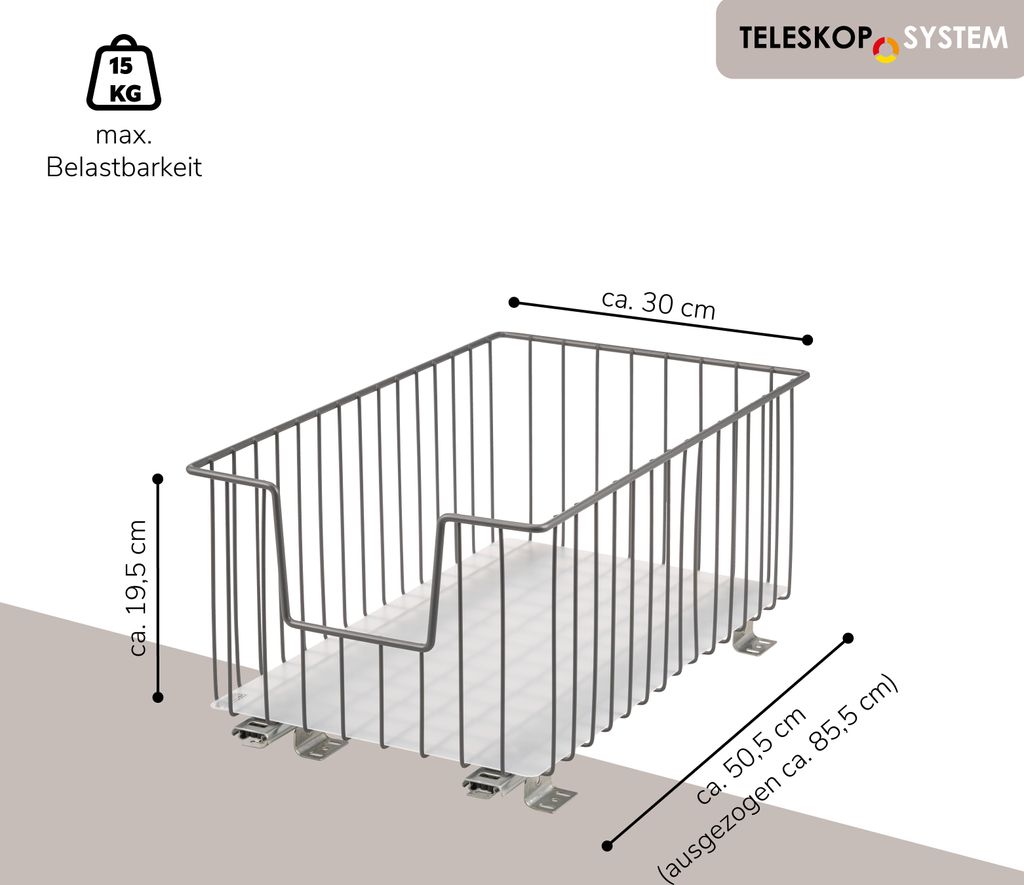 bremermann výsuvný koš na skříňku 30 cm s policí, kuchyňská Obrázek produktu 7