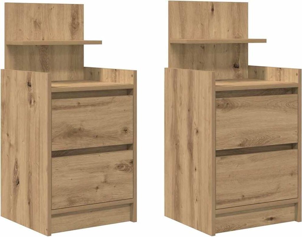 Nachttische mit 2 Schubladen 2 Stk. Artisan-Eiche 38x34x80 cm