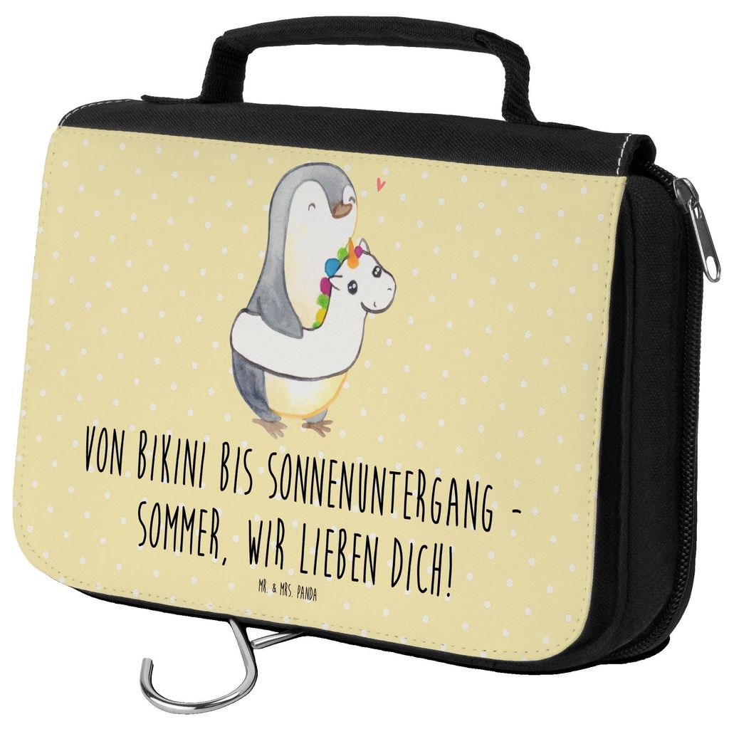 Mr. & Mrs. Panda badtasche Sommer Meer Strand - Gelb Pastell - Geschenk, Kuscheln, am, Herbst, Sommerferien, kosmetiktäschchen, kulturtäschchen, ...