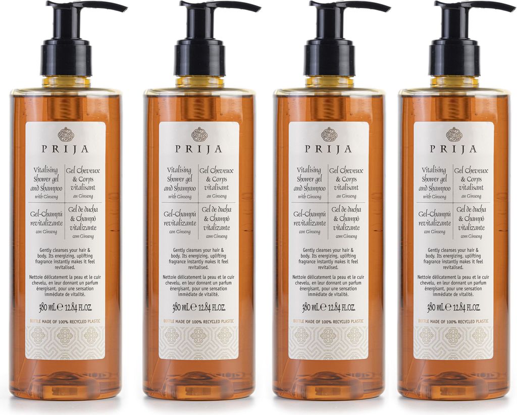 PRIJA flüssiges Shampoo/Duschgel Ginseng 4x380ml