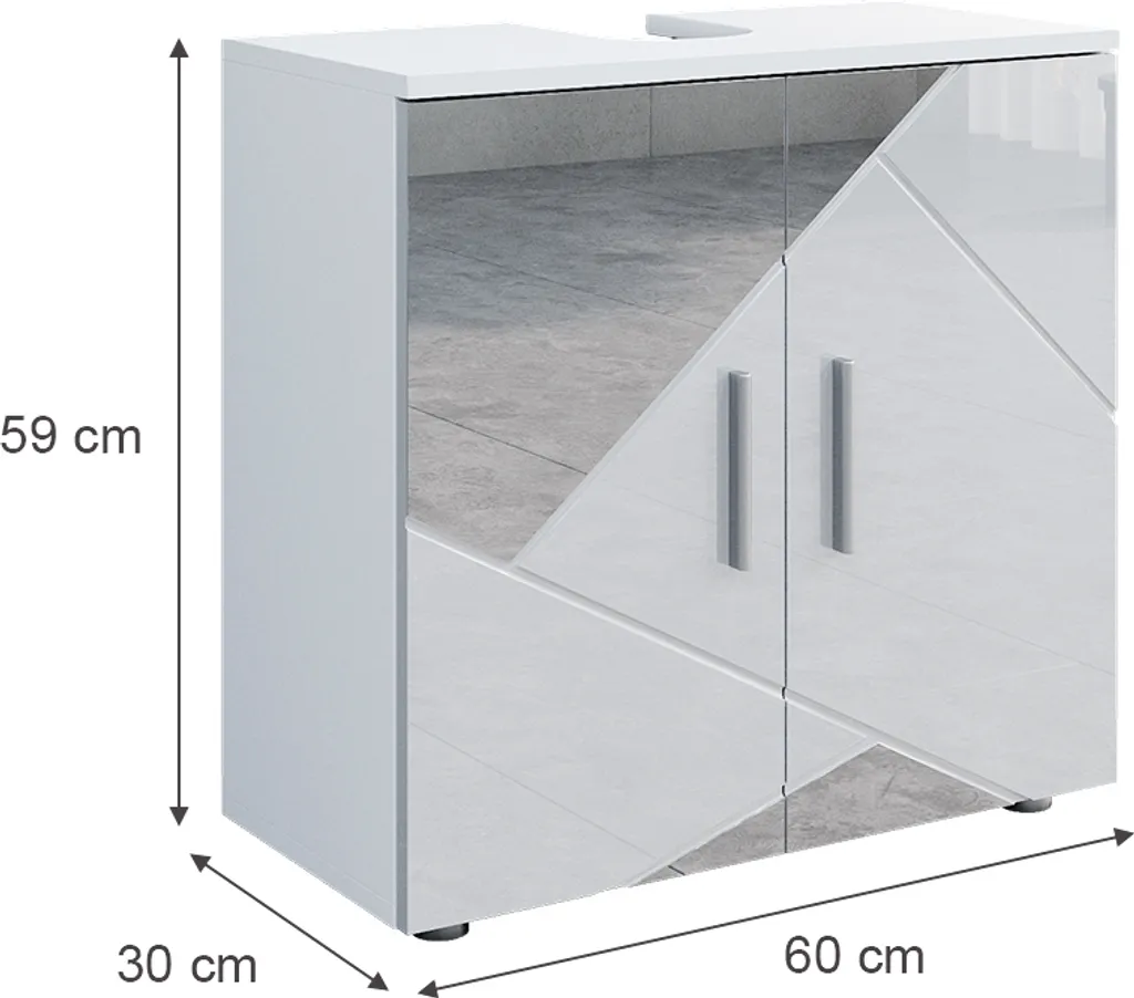 Meuble bas vasque Vicco Irma 60x59cm blanc laqué avec inserts design - 3