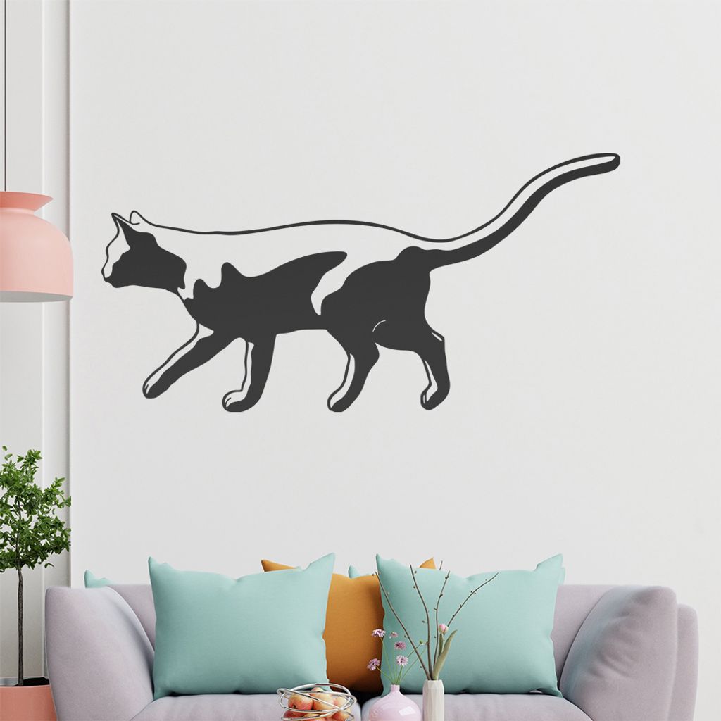 KIWISTAR Katze streunert - Laufen Jagen Wandtattoo in 6 Größen - Wandaufkleber Wall Sticker - Dekoration, Küche, Wohnzimmer, Schlafzimmer, Badez...