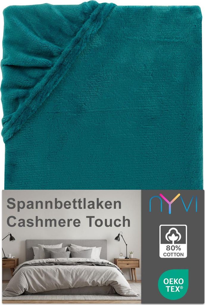 NYVI Spannbettlaken DreamScience Cashmere Touch 90x200 - 100x200 cm petrol für Matratzen bis 22cm Höhe - Samtweiches & Wärmendes Bettlaken Spann...
