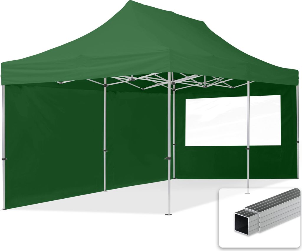 Nůžkový stan 3x6 m, hliník, vč. 2 bočnic tmavě zelená Obrázek produktu 