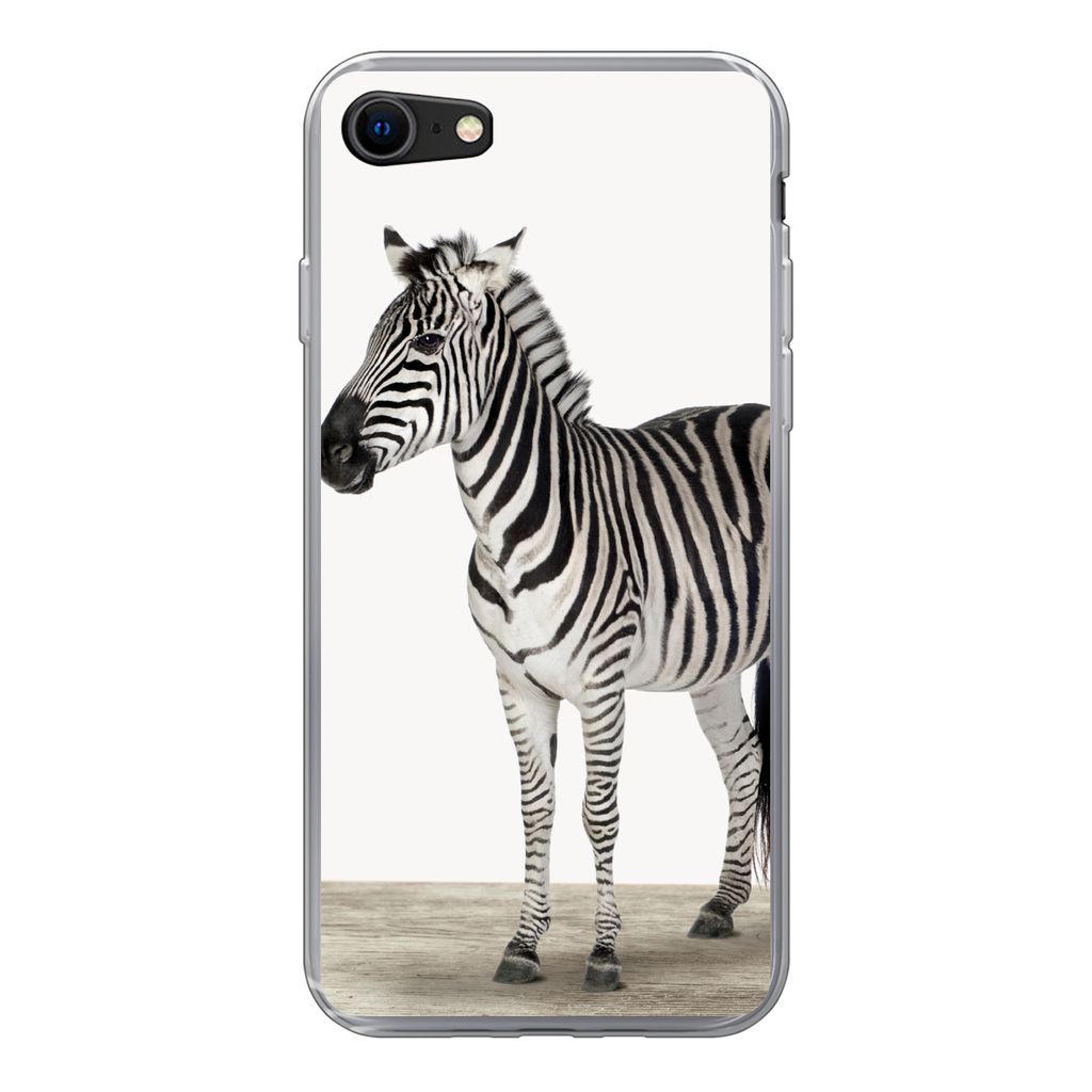 MuchoWow Handyhülle Schutzhülle Hülle für iPhone SE 2022 Zebra - Mädchen - Tiere - Kinder - Jungen Silikon Softcase Handy Hülle - Schutzhülle