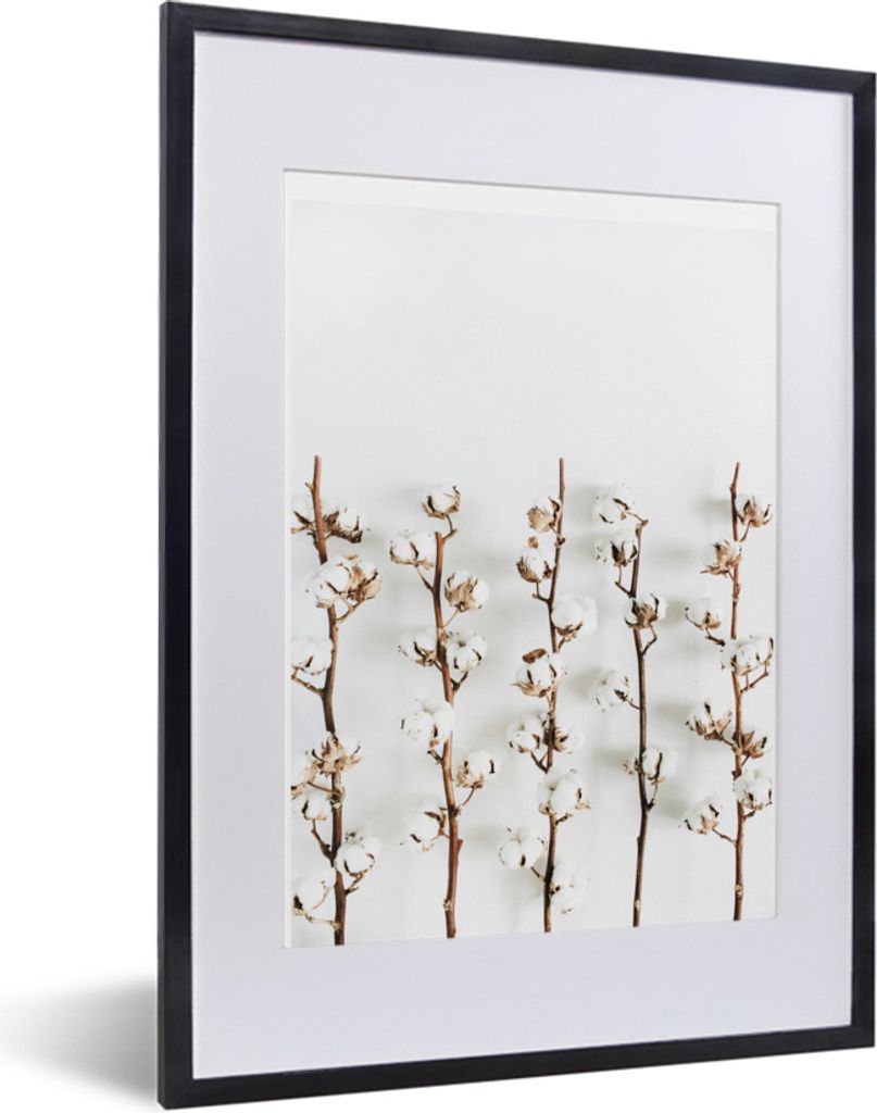 MuchoWow Gerahmtes Poster Baumwolle - Weiß - Natürlich 30x40 cm - Poster mit Schwarzem Bilderrahmen Wandposter Rahmen Foto Bilder - Wandposter ...