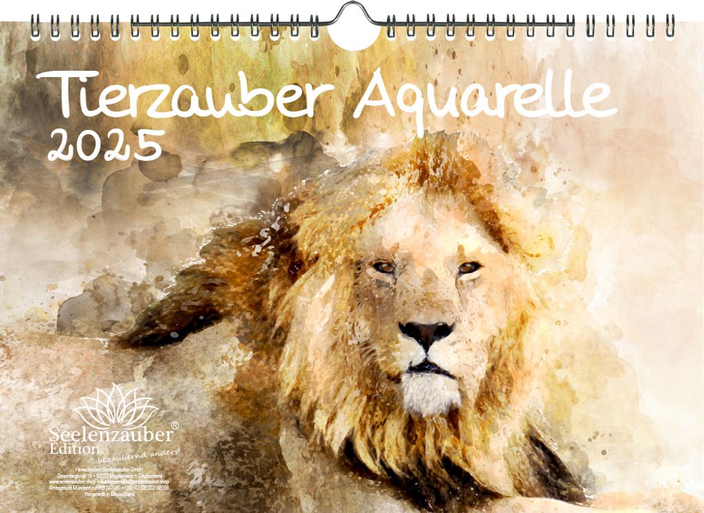Tierzauber Aquarelle DIN A4 Kalender für 2025 Aquarelle von Tieren - Seelenzauber