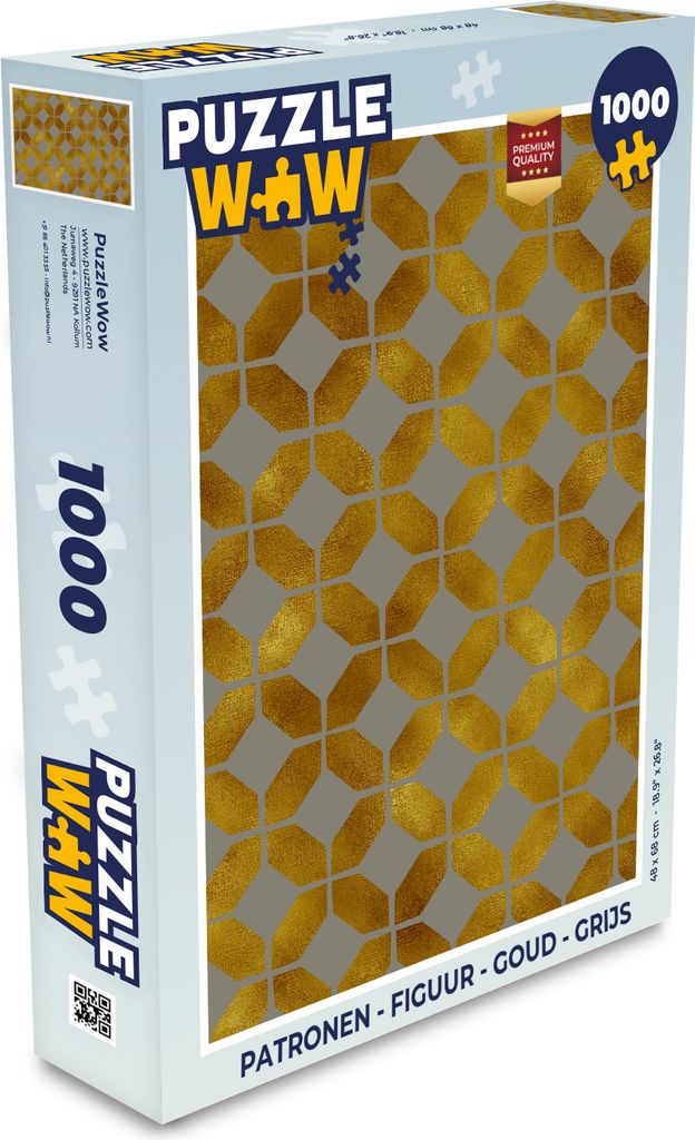 MuchoWow Puzzle 1000 Teile Muster - Figur - Gold - Grau - Spielzeug - Alt und Jung - Spiele - Puzzeln
