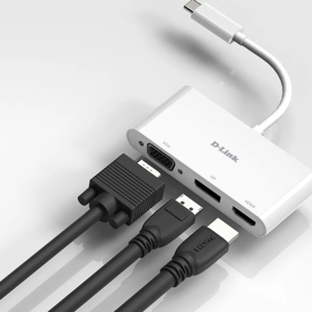 Adaptateur D-Link USB-C vers HDMI DP VGA 4K haute résolution portable - 8