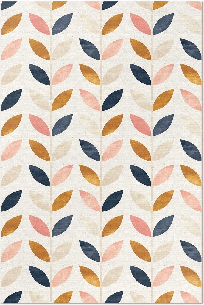 Gerade Linie Blätter – Vinylteppich – 120x180 cm – Indoor Teppich – Flur – Pflegeleicht – Modern