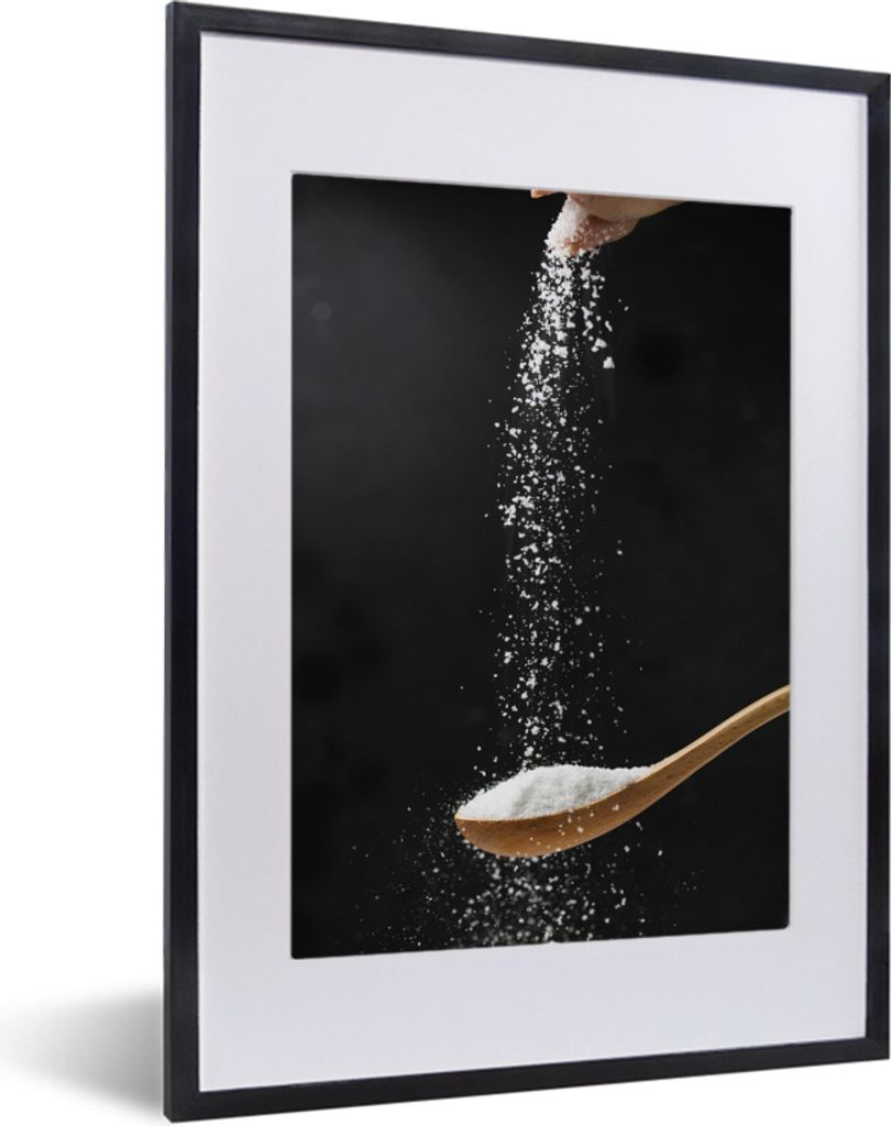 MuchoWow MuchoWow Gerahmtes Poster Besprengter Holzlöffel 30x40 cm - Poster mit zchwarzem Bilderrahmen - Wandposter Schlafzimmer