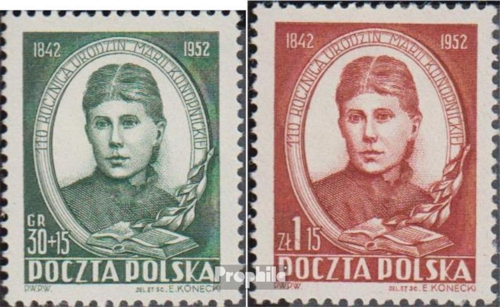 Briefmarken Polen 1952 Mi 739-740 (kompl.Ausg.) gestempelt Maria Konopnicka
