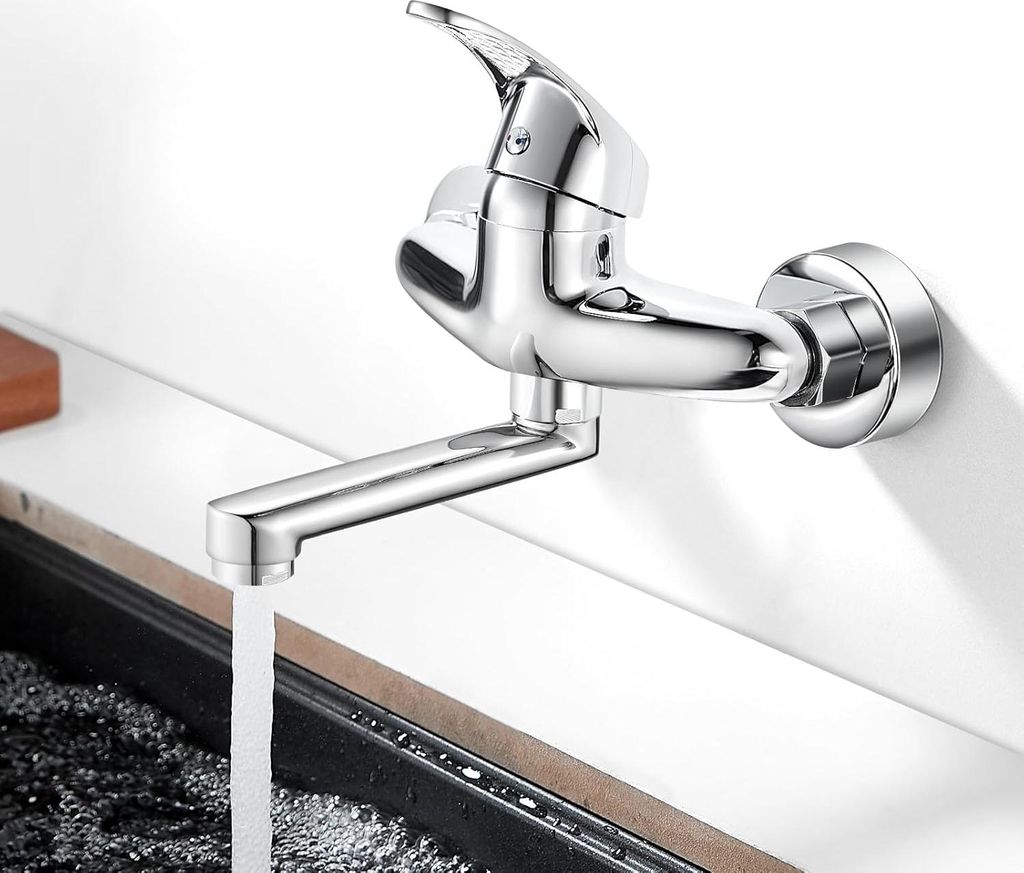 Wandmontage Küchenarmatur - 360 Grad drehbar - Chrom