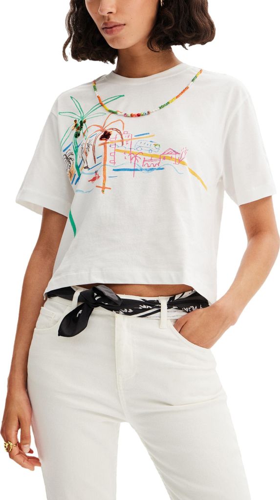 DESIGUAL T-shirt Damen Baumwolle Weiß GR81611 - Größe: XL