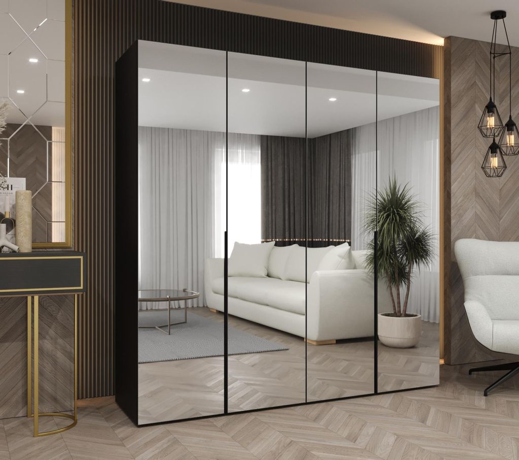 Spiegelschrank 200 cm BUGRA - schwarz