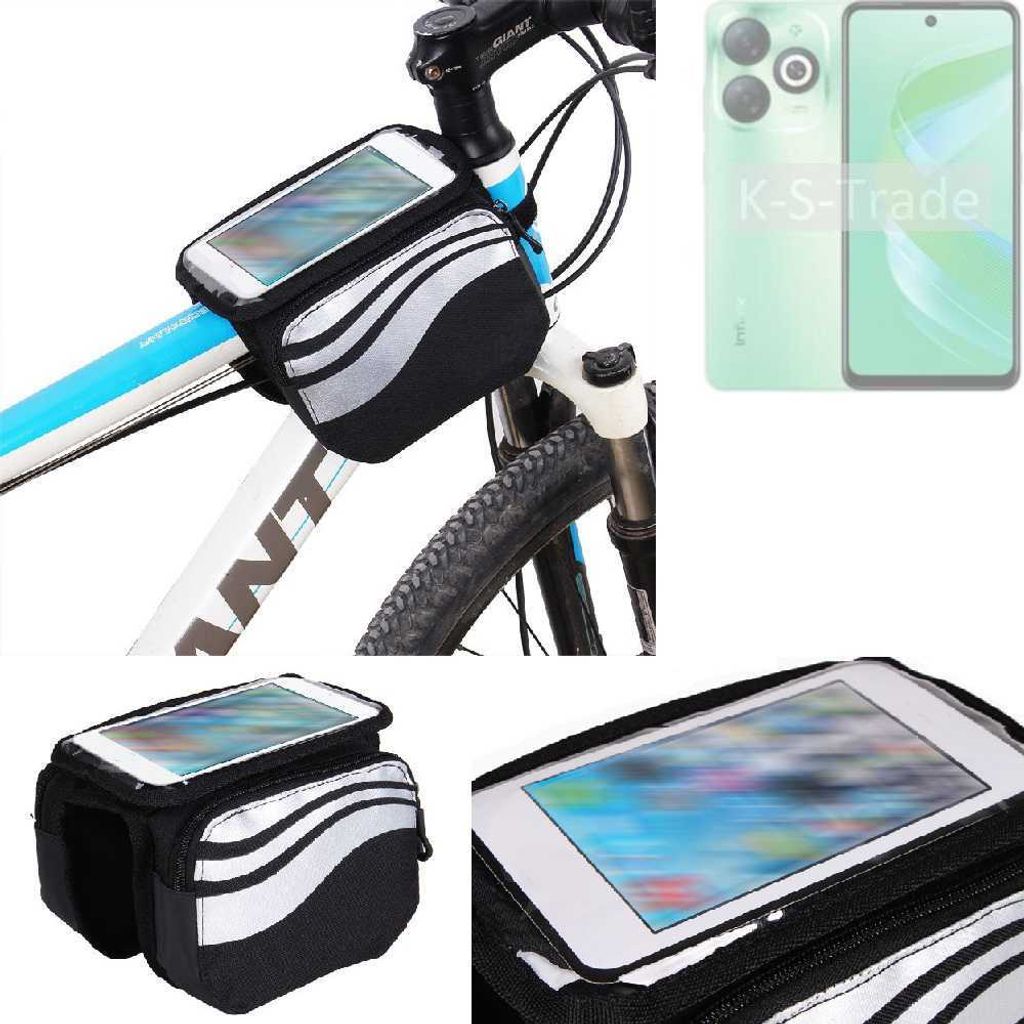 K-S-Trade Rahmentasche Fahrrad-Halterung kompatibel mit Infinix Smart 9 Rahmenhalterung Fahrrad Handyhalterung Fahrradtasche Handy Smartphone