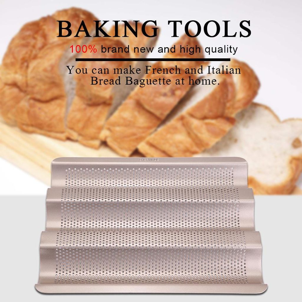 10inch Französisch Brot Pan Baguette Backblech gelocht 3-Schlitz Antihaft-Backen