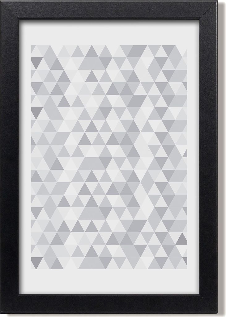 Bild 20x30 MDF-Rahmen, Wandkunst Graue Dreiecke