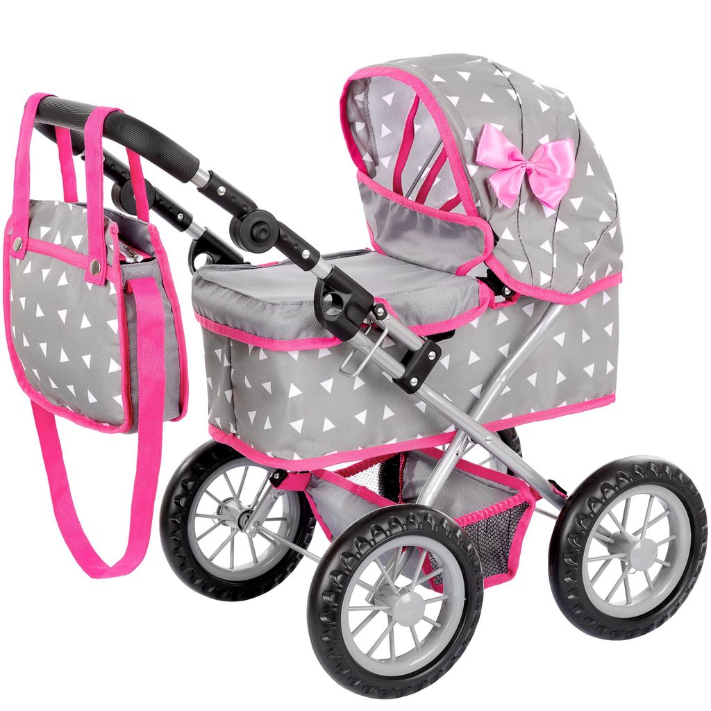 Puppenwagen mit Tasche und verstellbarem Griff – klappbare Produktbild 
