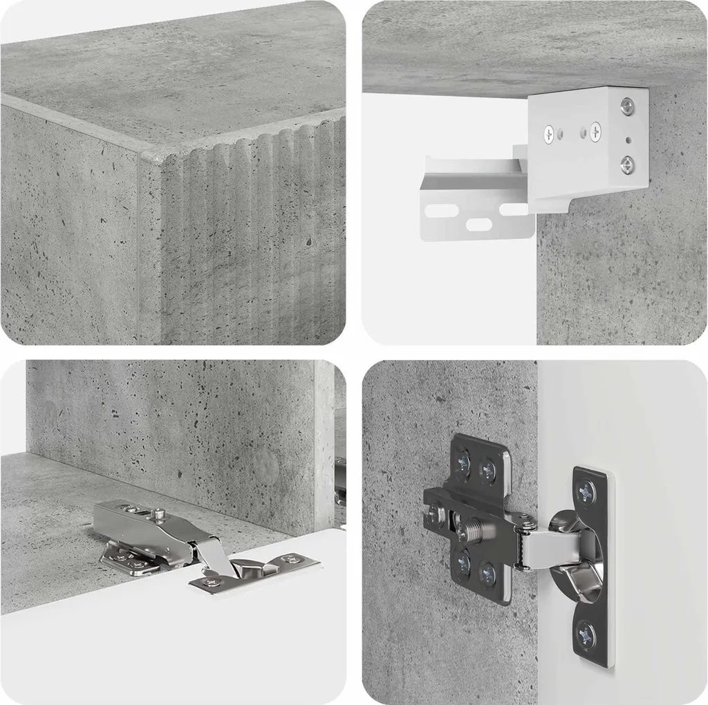 Unité murale TV gain de place gris béton pour grand écran LED - 8