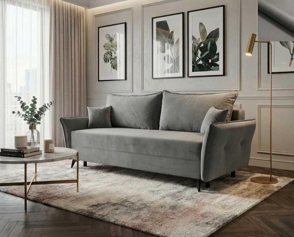 Ecksofa Cosoleto Nordelo mit Schlaffunktion, Stoff BLUVEL - GRAU 13, 105 x 260 x 95 cm.