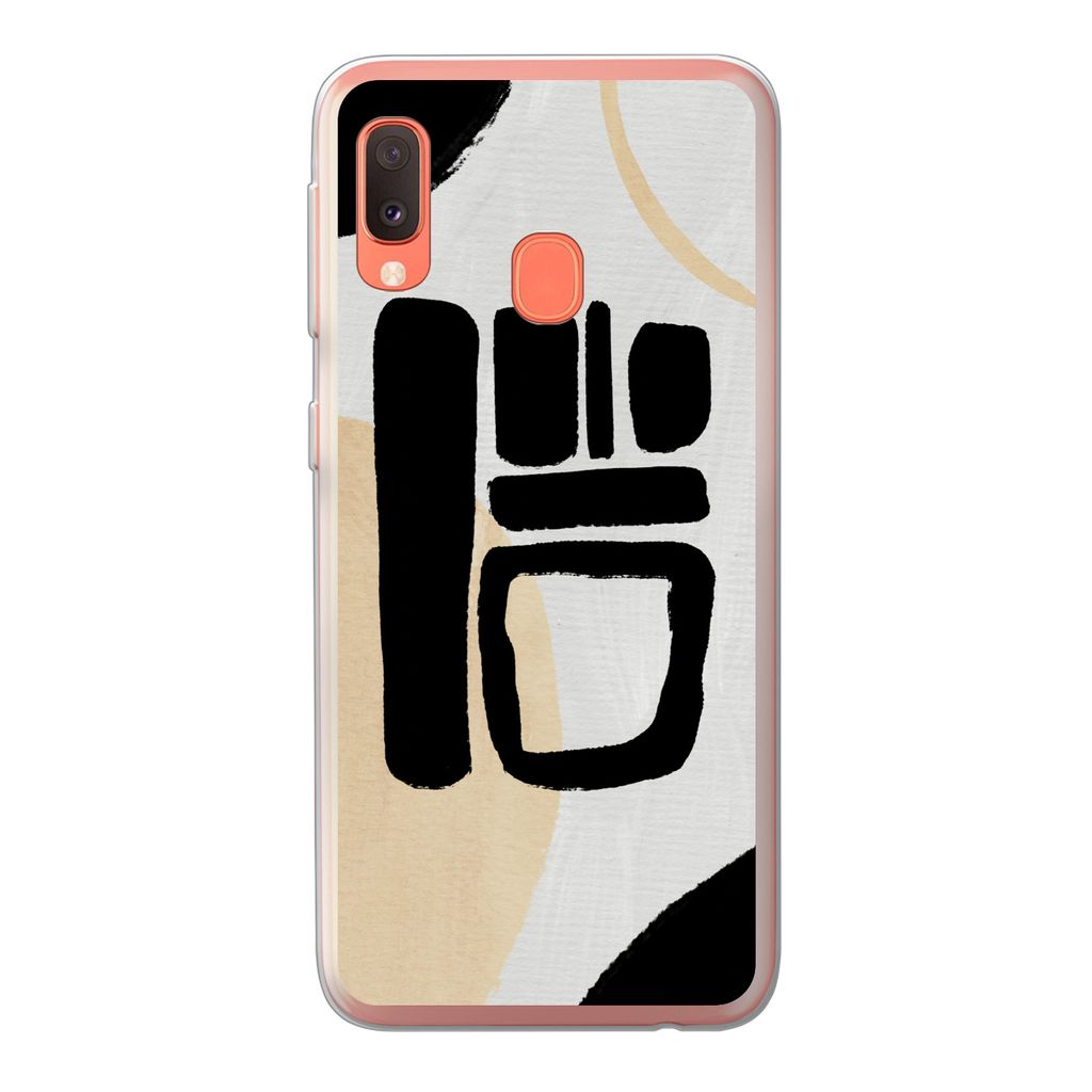 MuchoWow Handyhülle Schutzhülle Hülle für Samsung Galaxy A20e Schwarz - Kreis - Abstrakt Silikon Softcase Handy Hülle - Abdeckung