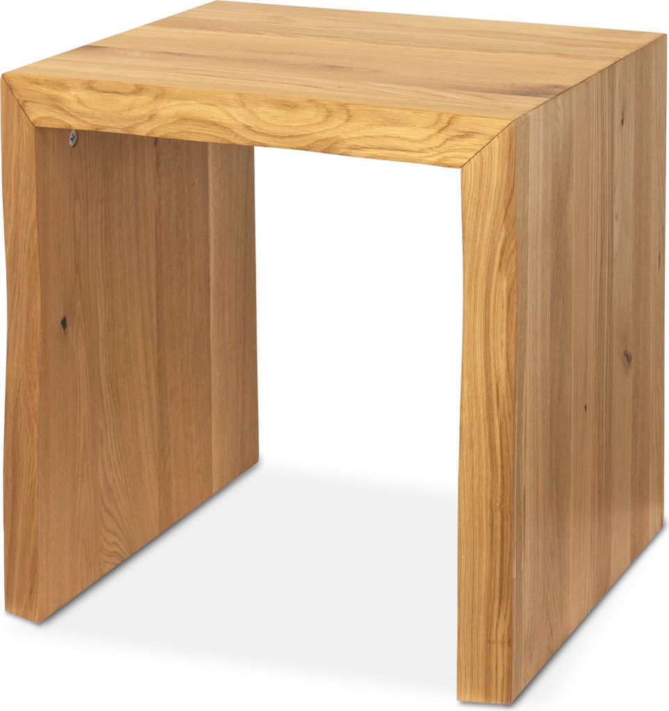 holz4home Massivholzbank XS I Sitzbank aus Eiche mit Baumkante ohne Lehne I Echtholz Holzbank Hocker für Wohnzimmer Badezimmer Flur Küche I Sit...