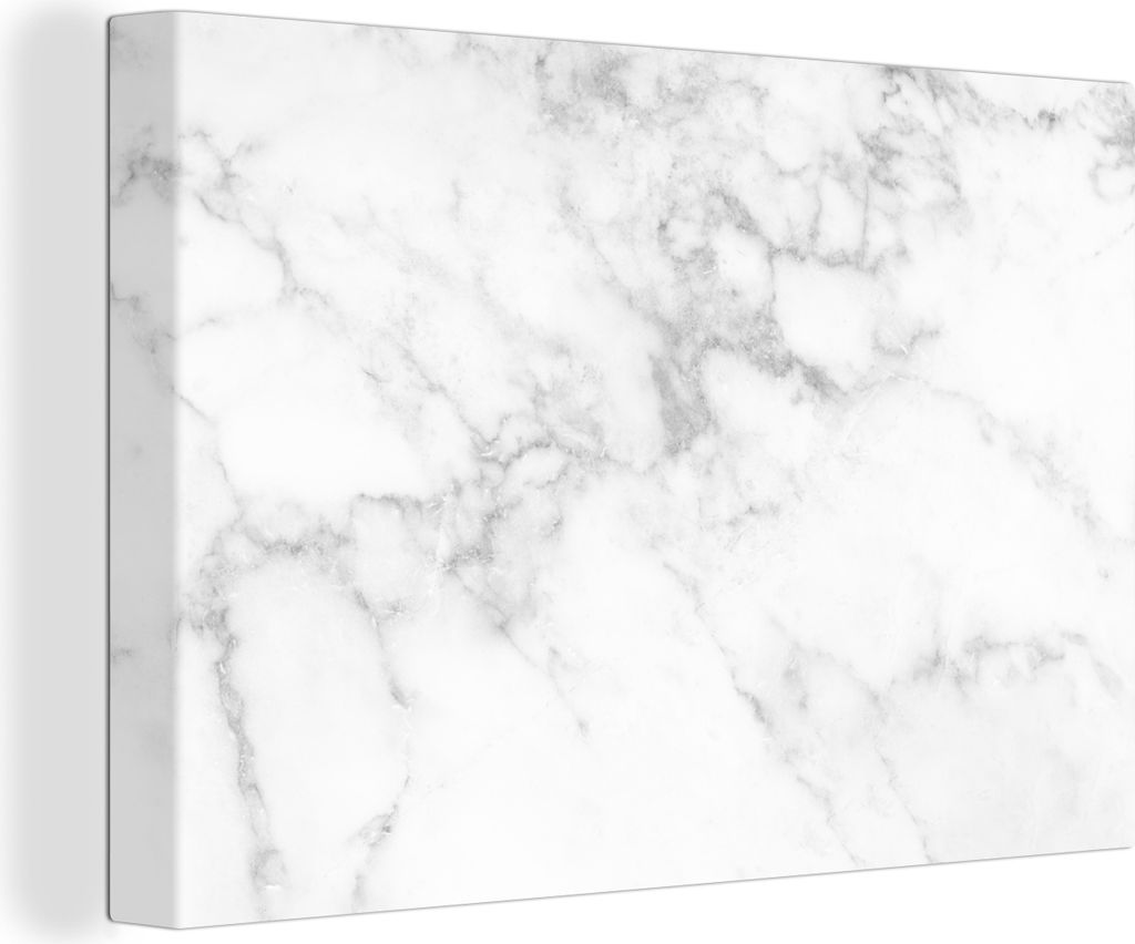 OneMillionCanvasses - Leinwandbilder - 140x90 cm, Marmor - Weiß - Grau - Luxus - Marmoroptik - Stein, Wandbilder Kunstdruck Wanddekoration - Fot...