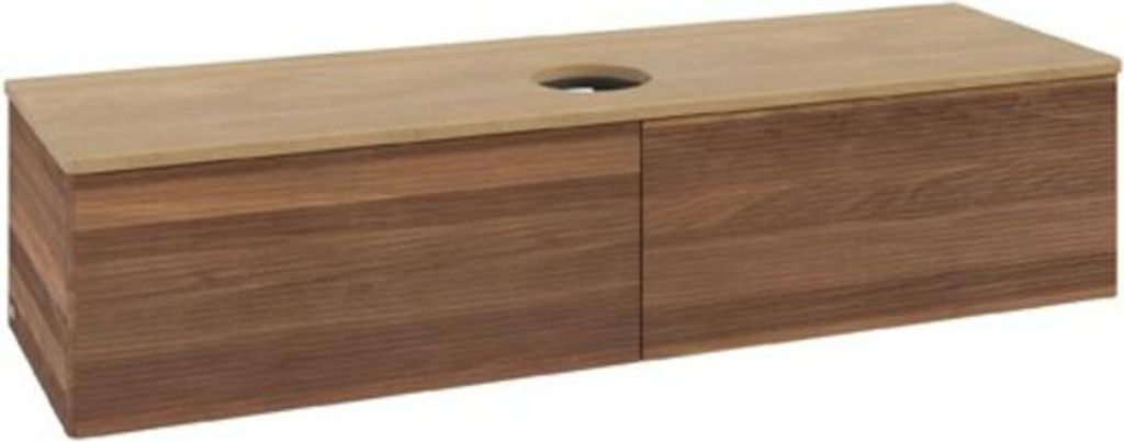 V&B Waschtischunterschrank mit Frontstruktur Antao 160x50cm, WBP-farbe hon. Oa, warm walnut