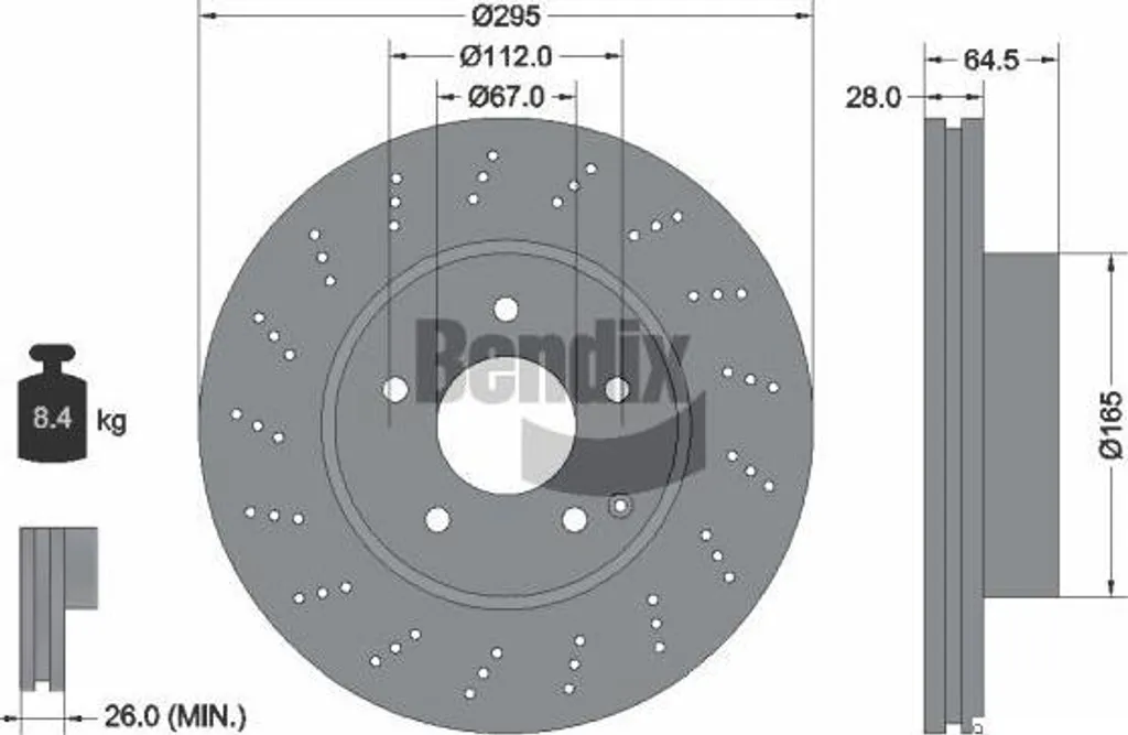 Remplacement Disque de Frein Bendix BDS1303HC 1974230112 Classe C/SLS