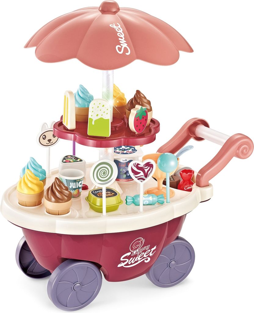 WOOPIE Shop Food Truck Confectionery Trolley Ice Cream Stand Sweets Sound Light + 36 Acc.