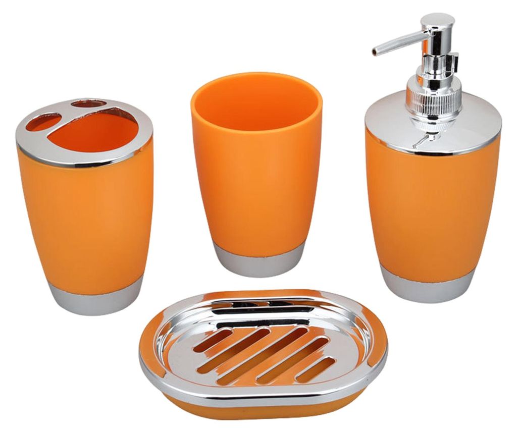 4-teiliges Set: Mundspülbecher, Badezimmer-Set, Zahnbürstenbecher mit Zahnpastafach, Lotionflasche, Seifenablage, Waschbecken-Zubehör