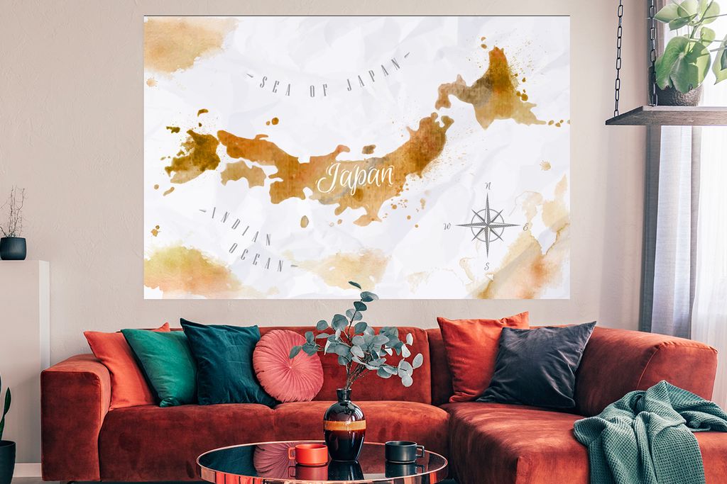MuchoWow Poster Karte - Aquarell - Japan 180x120 cm - Fotoplakat