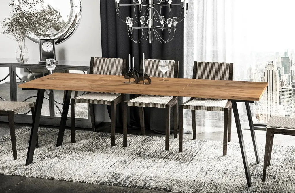 Grande table de repas 130-210cm Liwia modulable en Chêne Craft