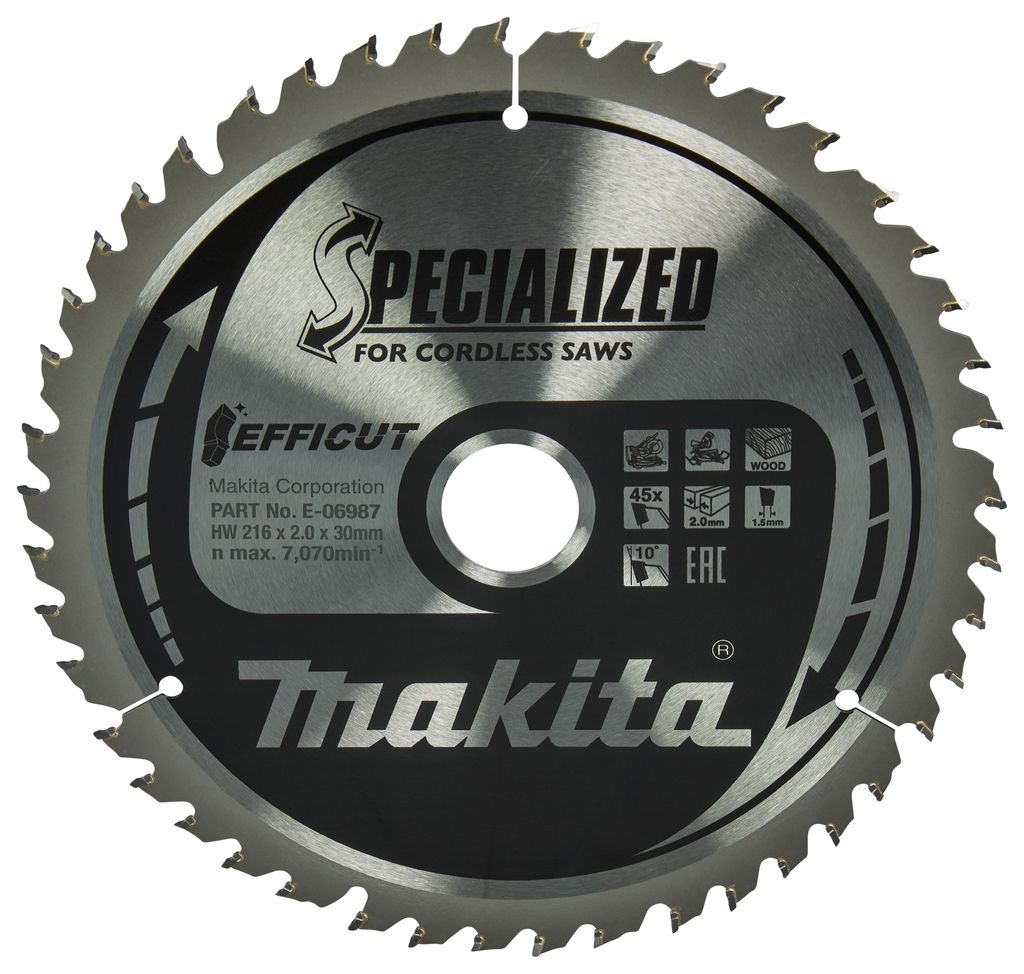 Makita E-06987 Efficut TCT-Kreissägeblatt 216 x 20 mm 45 Zähne 1,5 mm Holz