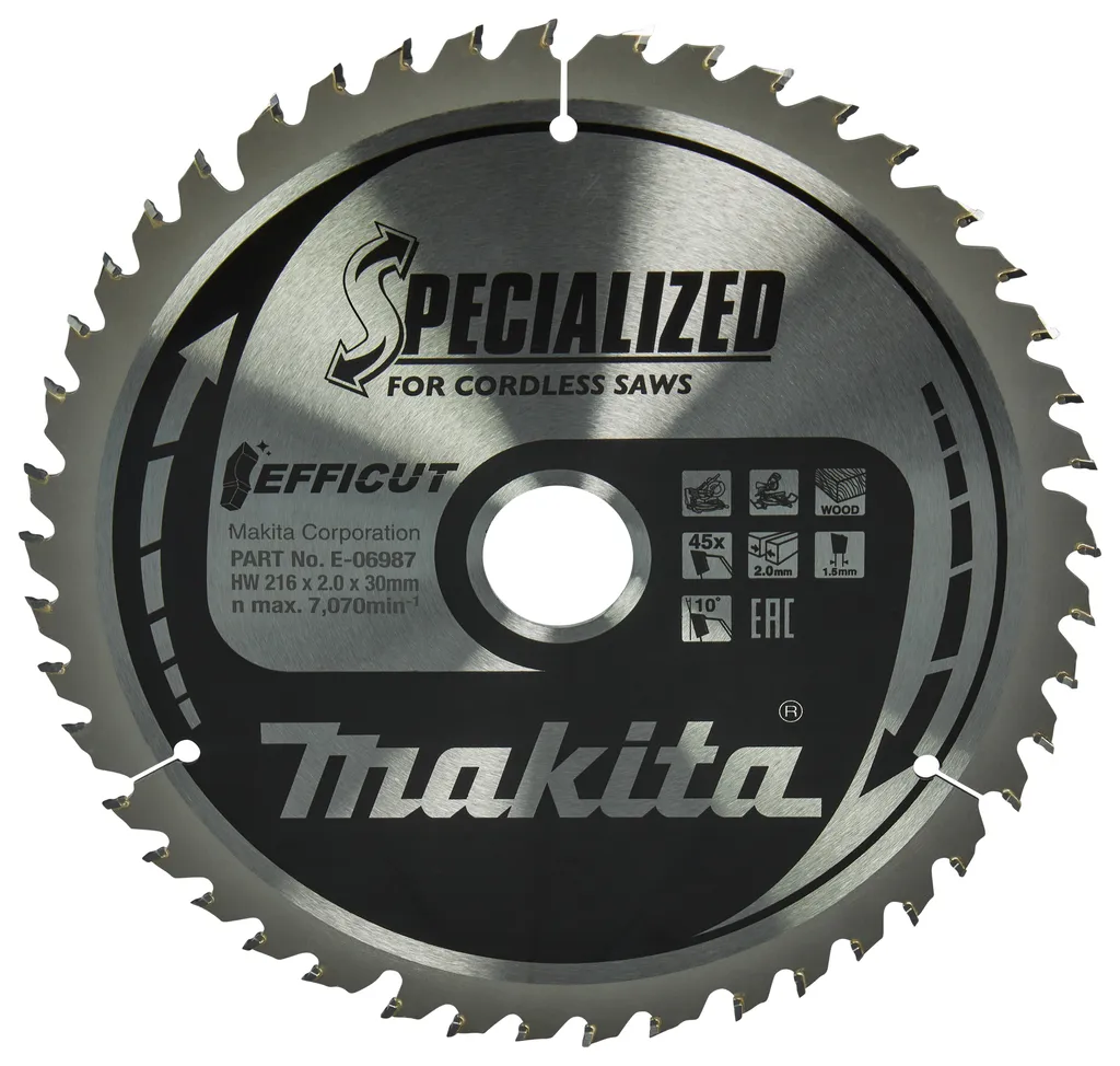 Makita E-06987 Efficut Lame Scie Circulaire 216x20mm 45 Dents pour Bois