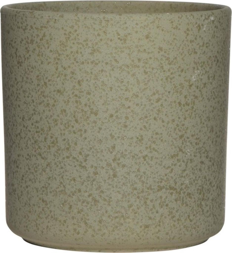 INNA-Glas Keramik Blumentopf Araya, gesprenkelt, grün, 17cm, Ø17cm - Keramiktopf