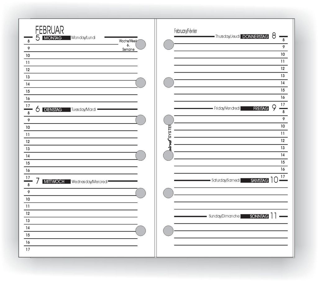 bind® 570226 Calendrier hebdomadaire de remplacement - A7, Image du produit 