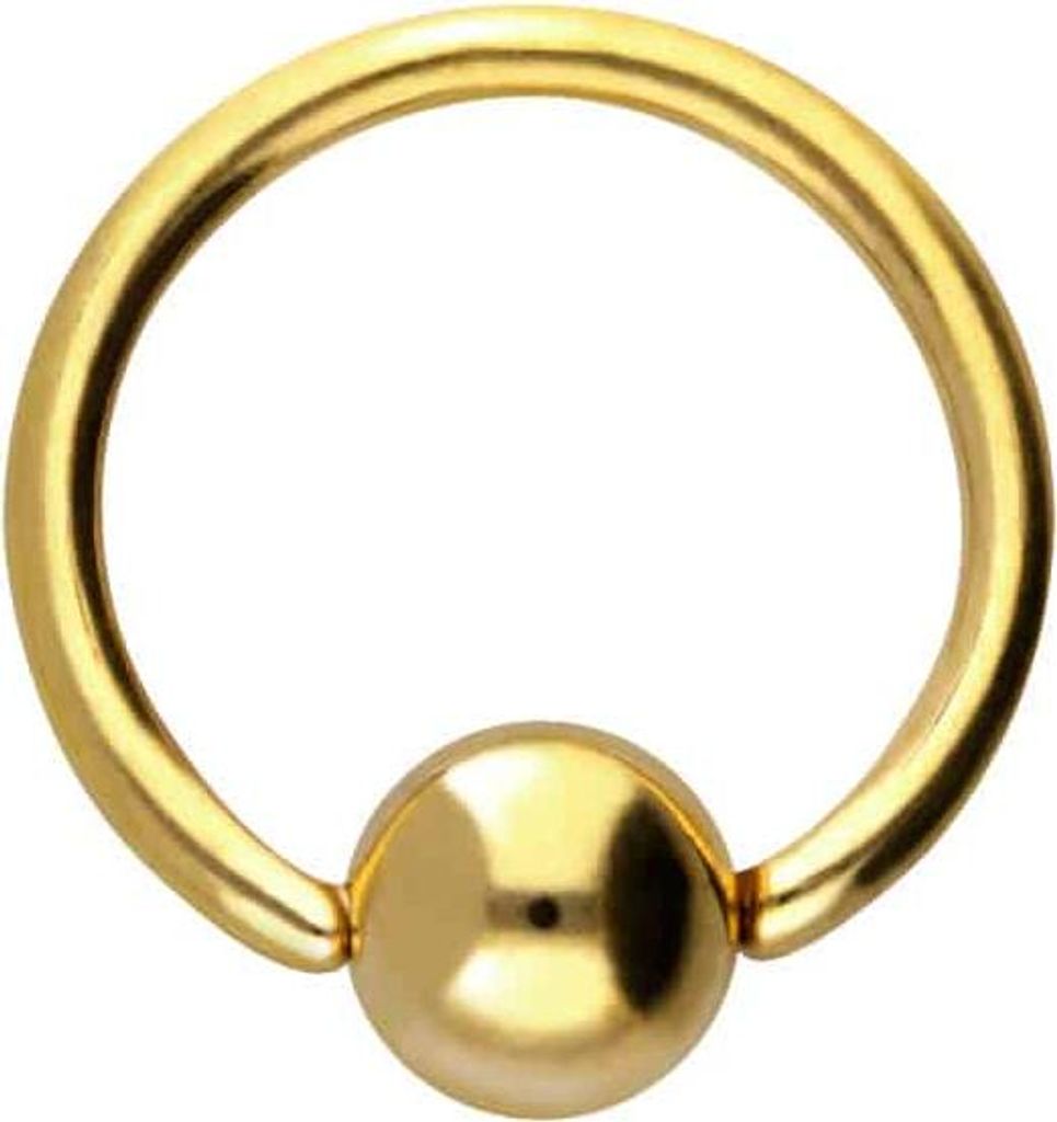 Chirurgenstahl O-Ring KUGEL - biegbar Gold Innendurchmesser: 6mm + Stabstärke: 0,8mm